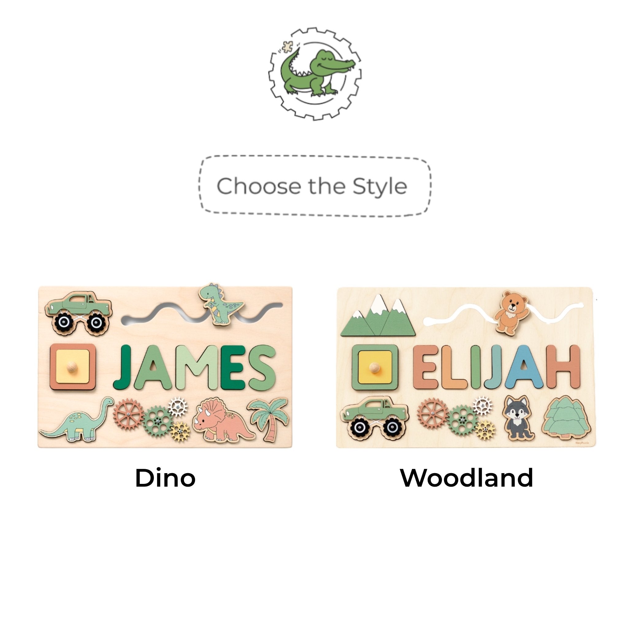 Personalized Themed Busy Board for Toddlers – Dino, & Woodland Wooden Toy Wooden Busy Boards Busypuzzle