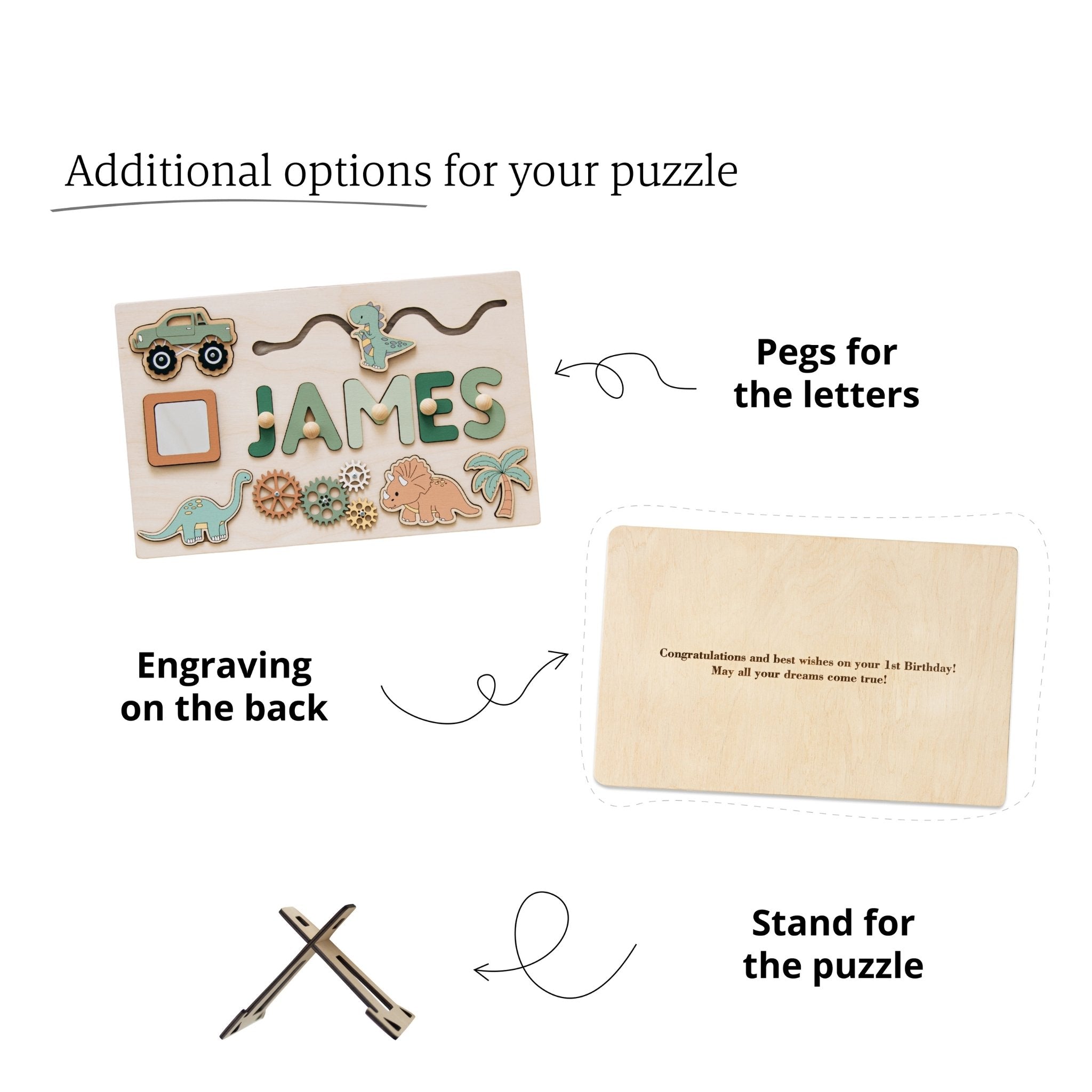 Personalized Themed Busy Board for Toddlers – Dino, & Woodland Wooden Toy Wooden Busy Boards Busypuzzle