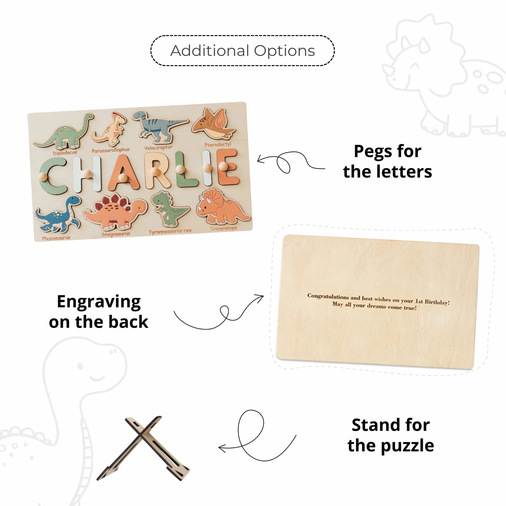 Dinosaur Name Puzzle - Wooden Busy Board for Toddlers Wooden Name Puzzles Busypuzzle