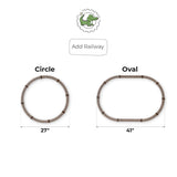Two circular paths labeled 'Circle' and 'Oval' with measurements.