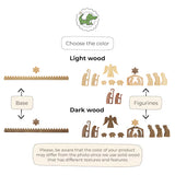 Light wood and dark wood options for the advent calendar base, star and Nativity figurines