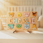 Personalized Wooden Name Puzzle with Animals - Custom Montessori Toddler Gift Wooden Name Puzzles Busypuzzle