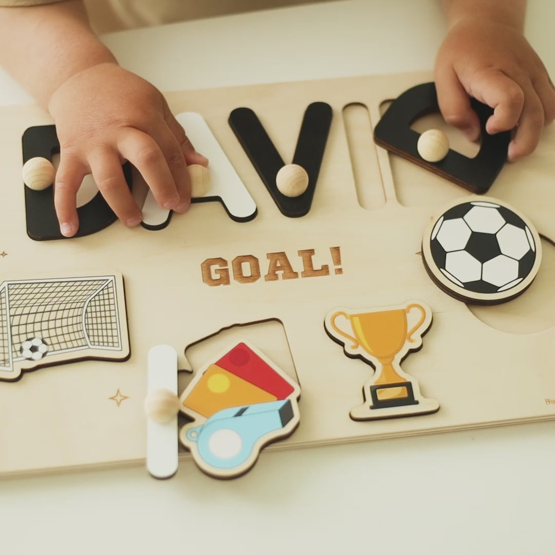 Custom Sports Theme Name Puzzle – First Birthday Keepsake for Boys and Girls Personalized children's products Busypuzzle