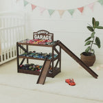 Personalized Wooden Toy Car Garage with Ramps & Storage Shelf Nursery Furniture Busypuzzle