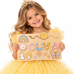 Personalized Name Busy Board for Toddlers – Wooden Montessori Sensory Toy Wooden Busy Boards Busypuzzle